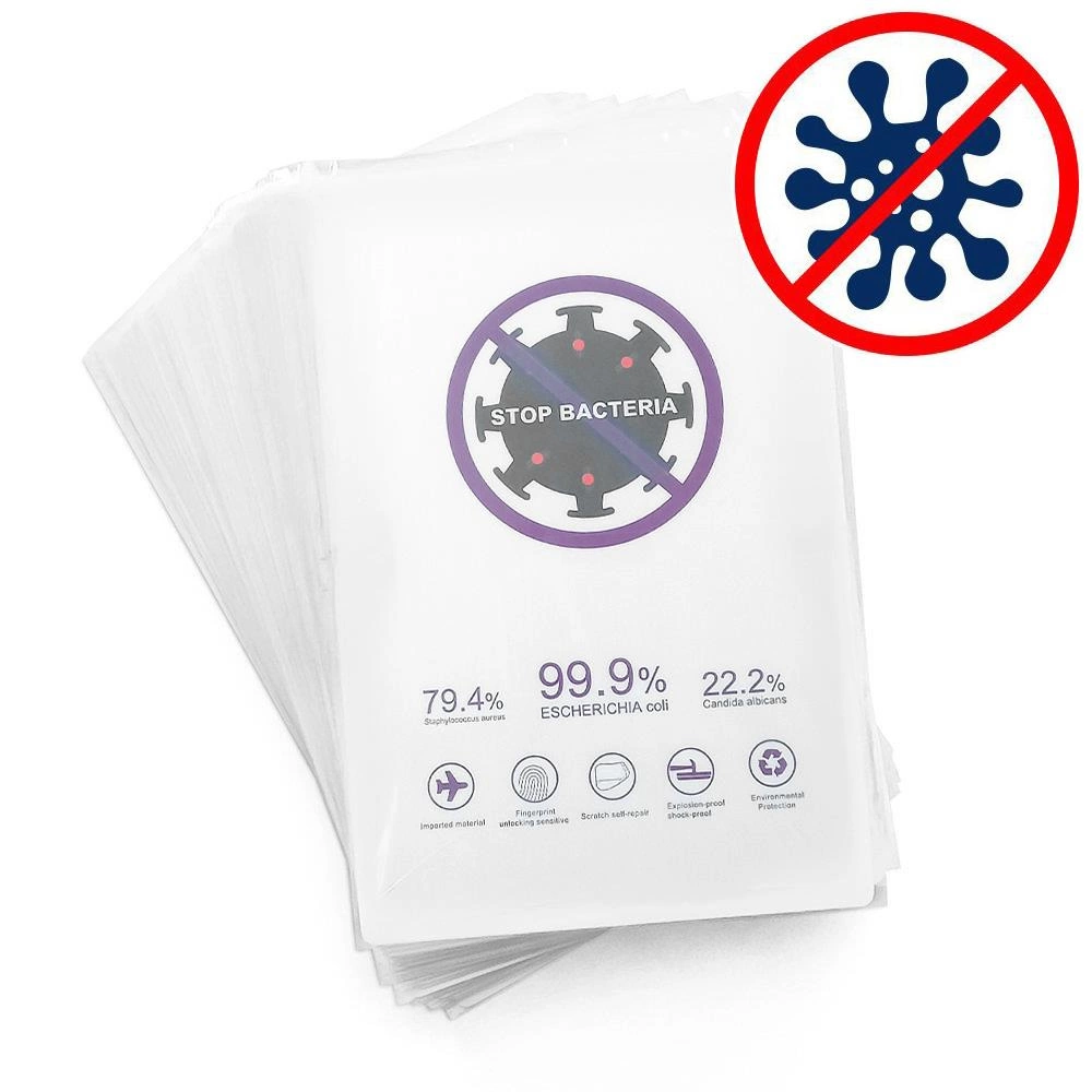 50 pcs. Hydrogel, antibacterial, self-healing foil for cutting with a plotter (18cm x 12cm)eng