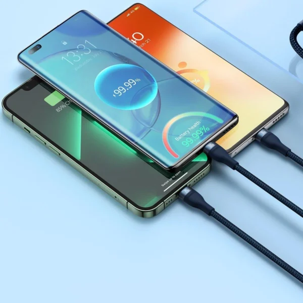 Baseus Flash Series II cable USB Type C / USB Type A - USB Type C / Lightning / micro USB 100 W 1.5 m blue (CASS030203)eng