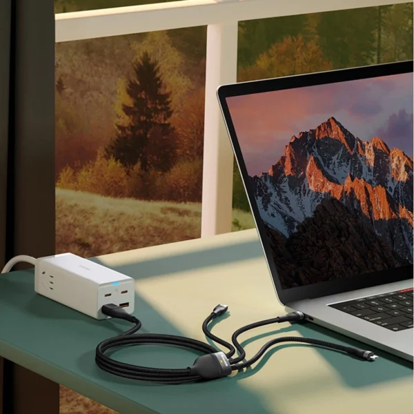 Baseus Flash Series II cable USB Type C / USB Type A - USB Type C / Lightning / micro USB 100 W 1.2 m blue (CASS030103)eng