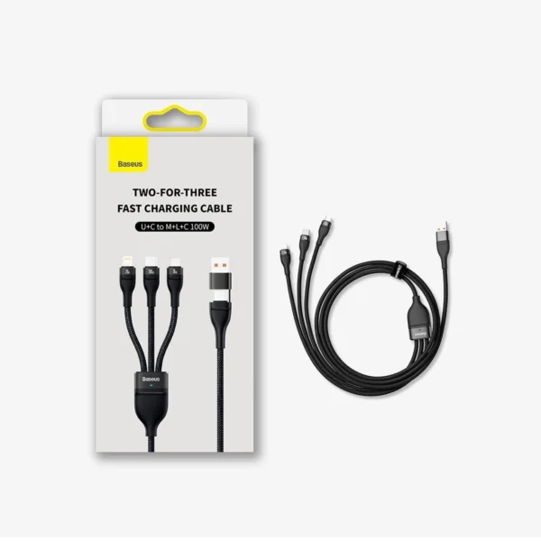 Baseus Flash Series II cable USB Type C / USB Type A - USB Type C / Lightning / micro USB 100 W 1.2 m blue (CASS030103)eng
