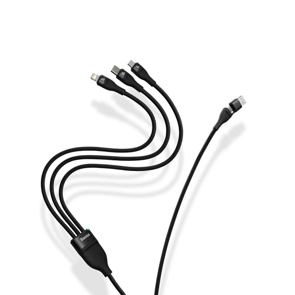 Baseus Flash Series II cable USB Type C / USB Type A - USB Type C / Lightning / micro USB 100 W 1.2 m blue (CASS030103)eng