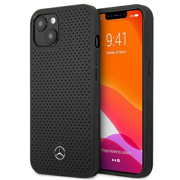 Mercedes MEHCP13MDELBK iPhone 13 6,1" czarny/black hardcase Leather Perforatedeng