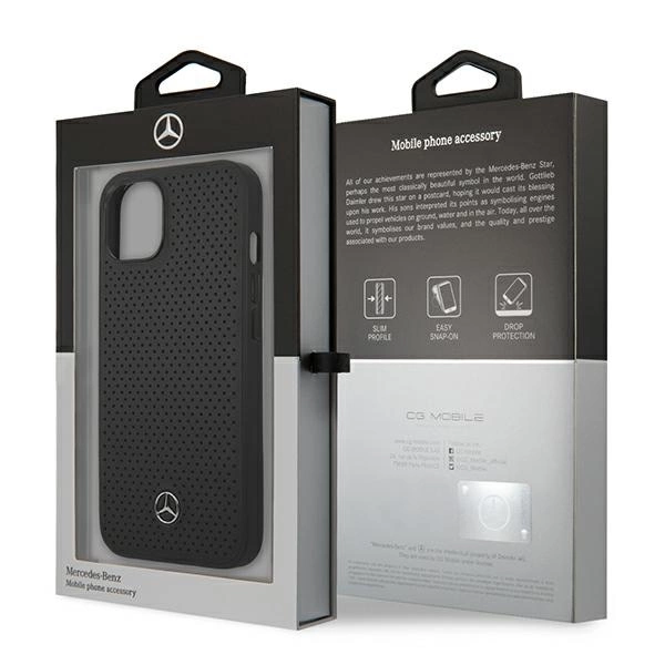 Mercedes MEHCP13MDELBK iPhone 13 6,1" czarny/black hardcase Leather Perforatedeng