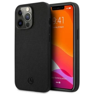 Mercedes MEHCP13LMBLBK iPhone 13 Pro / 13 6,1" czarny/black hardcase Leather Meshed Metal Logoeng