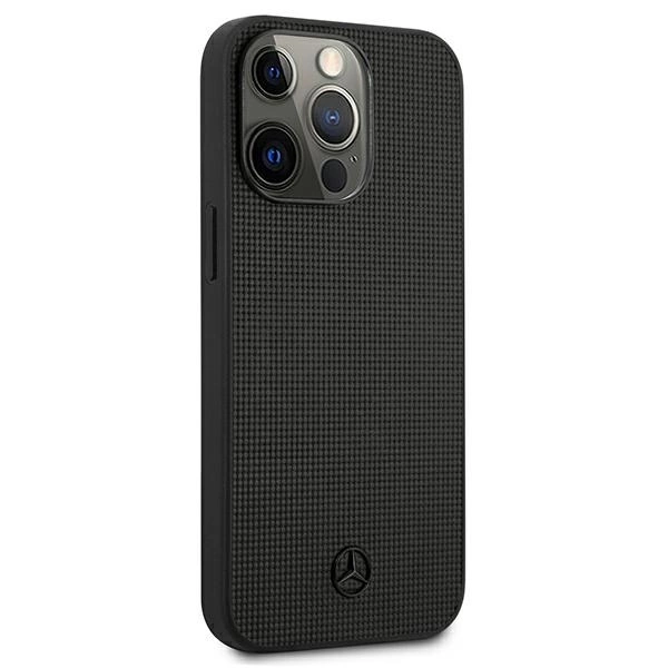 Mercedes MEHCP13LMBLBK iPhone 13 Pro / 13 6,1" czarny/black hardcase Leather Meshed Metal Logoeng
