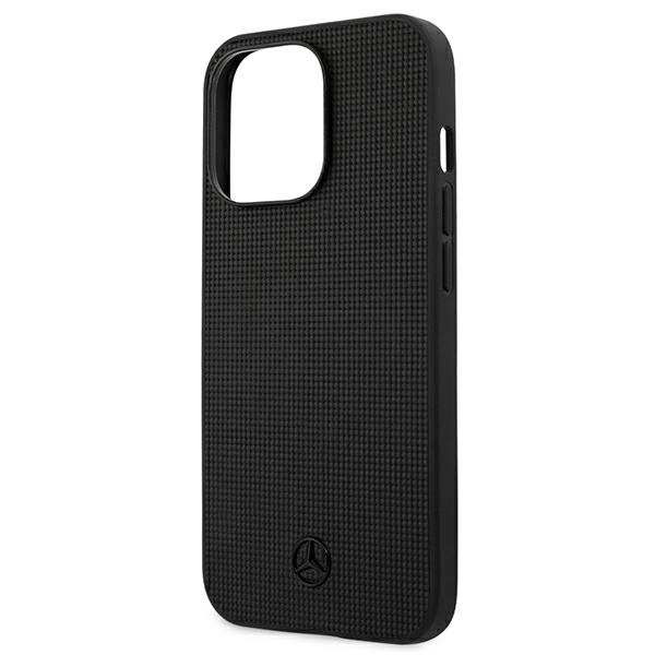 Mercedes MEHCP13LMBLBK iPhone 13 Pro / 13 6,1" czarny/black hardcase Leather Meshed Metal Logoeng