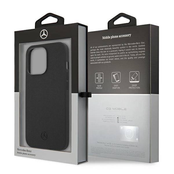 Mercedes MEHCP13LMBLBK iPhone 13 Pro / 13 6,1" czarny/black hardcase Leather Meshed Metal Logoeng