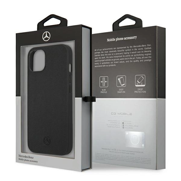 Mercedes MEHCP13MMBLBK iPhone 13 6,1" czarny/black hardcase Leather Meshed Metal Logoeng