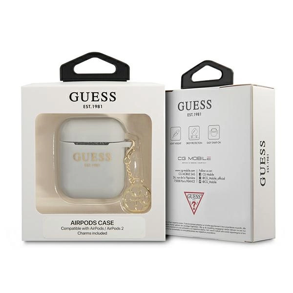 Guess GUA2LSC4EG AirPods cover grey/grey Silicone Charm 4G Collectioneng