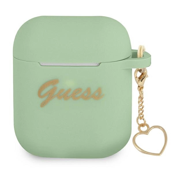 Guess GUA2LSCHSN AirPods cover green/green Silicone Charm Heart Collectioneng