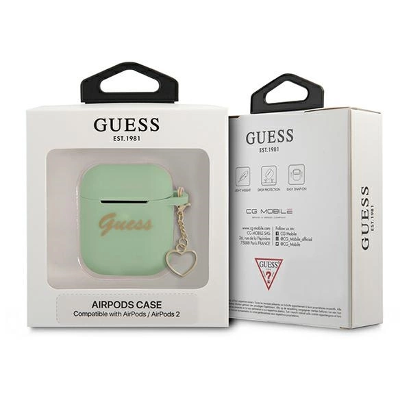 Guess GUA2LSCHSN AirPods cover green/green Silicone Charm Heart Collectioneng