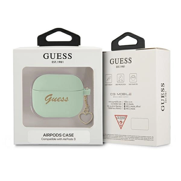 Guess GUA3LSCHSN AirPods 3 cover green/green Silicone Charm Heart Collectioneng