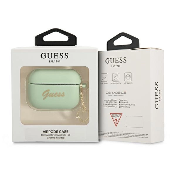 Guess GUAPLSCHSN AirPods Pro cover green/green Silicone Charm Heart Collectioneng