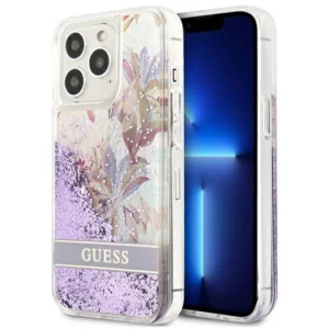 Guess GUHCP13LLFLSU iPhone 13 Pro / 13 6.1" purple/purple hardcase Flower Liquid Glittereng