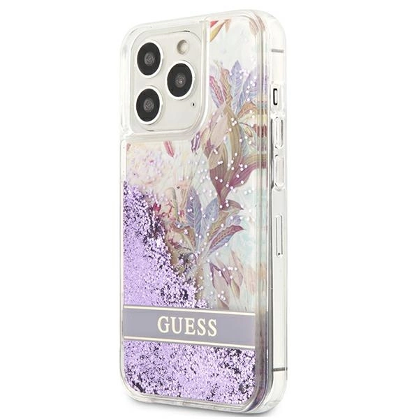 Guess GUHCP13LLFLSU iPhone 13 Pro / 13 6.1" purple/purple hardcase Flower Liquid Glittereng