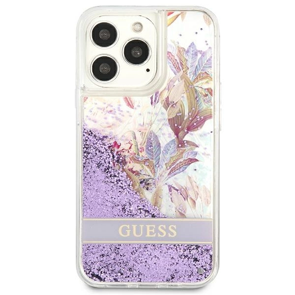 Guess GUHCP13LLFLSU iPhone 13 Pro / 13 6.1" purple/purple hardcase Flower Liquid Glittereng