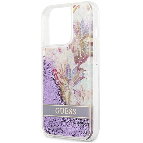 Guess GUHCP13LLFLSU iPhone 13 Pro / 13 6.1" purple/purple hardcase Flower Liquid Glittereng