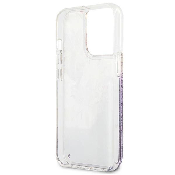 Guess GUHCP13LLFLSU iPhone 13 Pro / 13 6.1" purple/purple hardcase Flower Liquid Glittereng