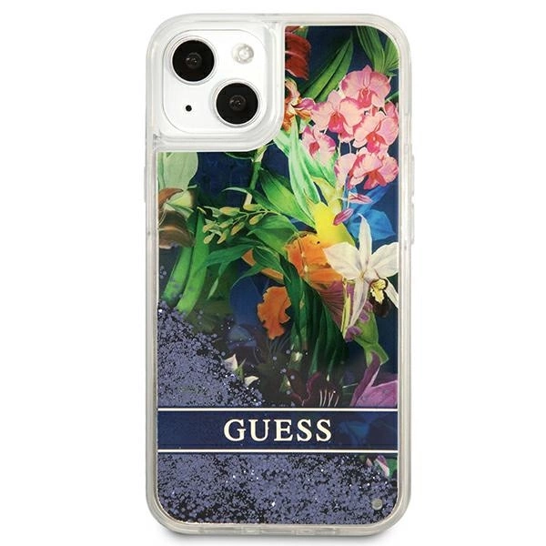 Guess GUHCP13SLFLSB iPhone 13 mini 5.4" blue/blue hardcase Flower Liquid Glittereng