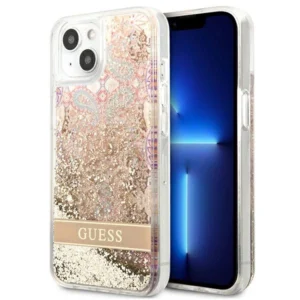 Guess GUHCP13SLFLSD iPhone 13 mini 5.4" gold/gold hardcase Paisley Liquid Glittereng