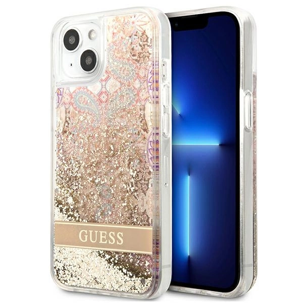 Guess GUHCP13SLFLSD iPhone 13 mini 5.4" gold/gold hardcase Paisley Liquid Glittereng