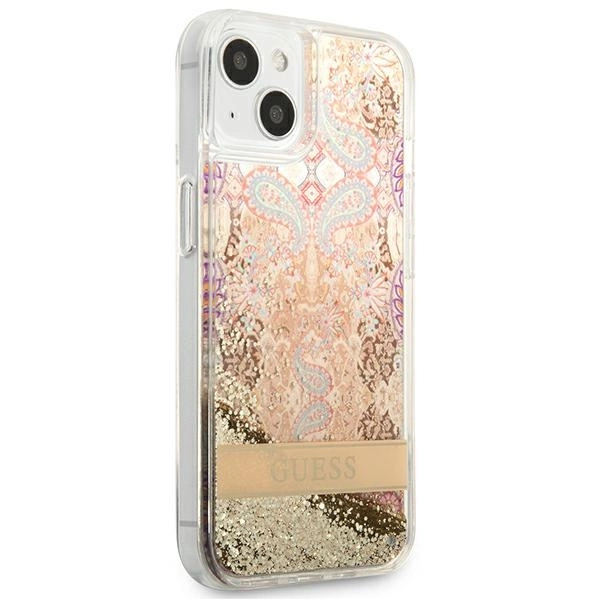 Guess GUHCP13SLFLSD iPhone 13 mini 5.4" gold/gold hardcase Paisley Liquid Glittereng
