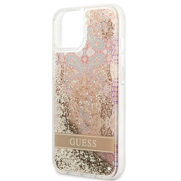 Guess GUHCP13SLFLSD iPhone 13 mini 5.4" gold/gold hardcase Paisley Liquid Glittereng