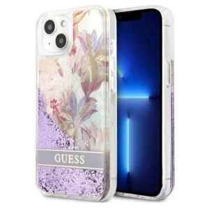 Guess GUHCP13SLFLSU iPhone 13 mini 5.4" purple/purple hardcase Flower Liquid Glittereng