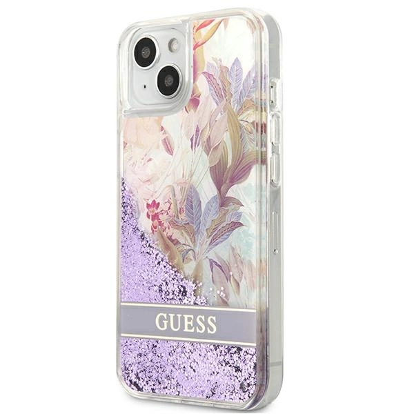 Guess GUHCP13SLFLSU iPhone 13 mini 5.4" purple/purple hardcase Flower Liquid Glittereng