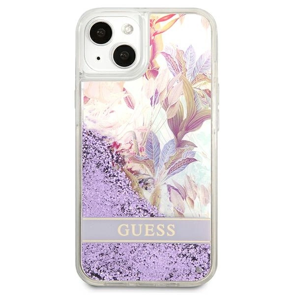 Guess GUHCP13SLFLSU iPhone 13 mini 5.4" purple/purple hardcase Flower Liquid Glittereng