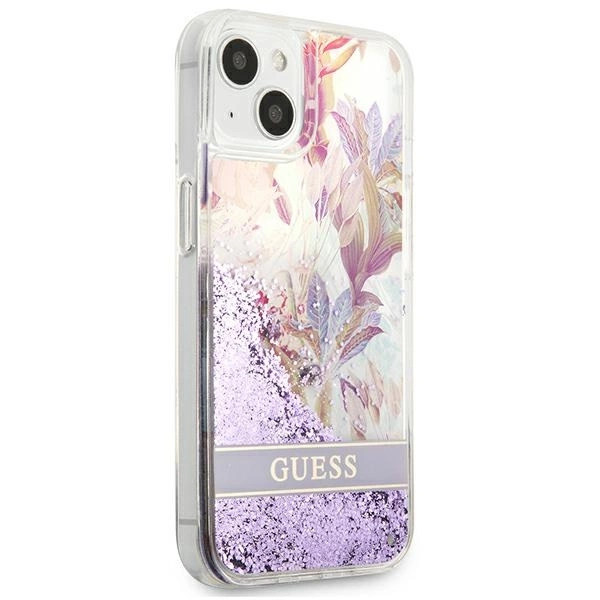 Guess GUHCP13SLFLSU iPhone 13 mini 5.4" purple/purple hardcase Flower Liquid Glittereng