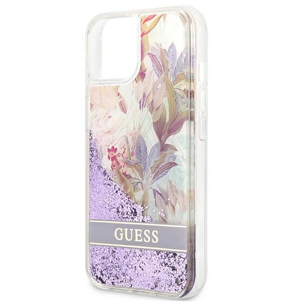 Guess GUHCP13SLFLSU iPhone 13 mini 5.4" purple/purple hardcase Flower Liquid Glittereng