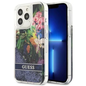 Guess Flower Liquid Glitter case for iPhone 13 Pro Max - blueeng