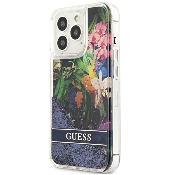 Guess Flower Liquid Glitter case for iPhone 13 Pro Max - blueeng