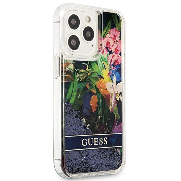 Guess Flower Liquid Glitter case for iPhone 13 Pro Max - blueeng