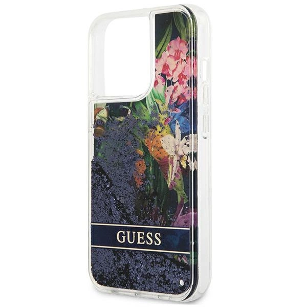 Guess Flower Liquid Glitter case for iPhone 13 Pro Max - blueeng