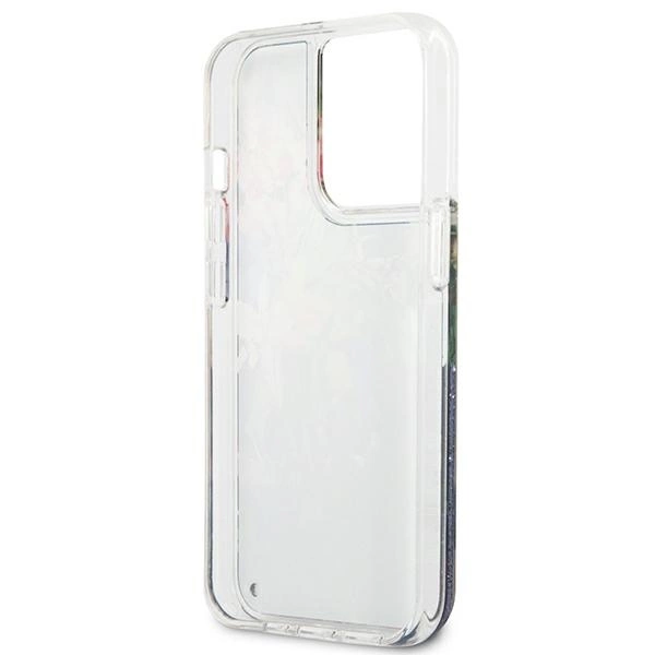 Guess Flower Liquid Glitter case for iPhone 13 Pro Max - blueeng