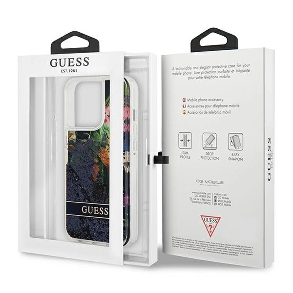 Guess Flower Liquid Glitter case for iPhone 13 Pro Max - blueeng