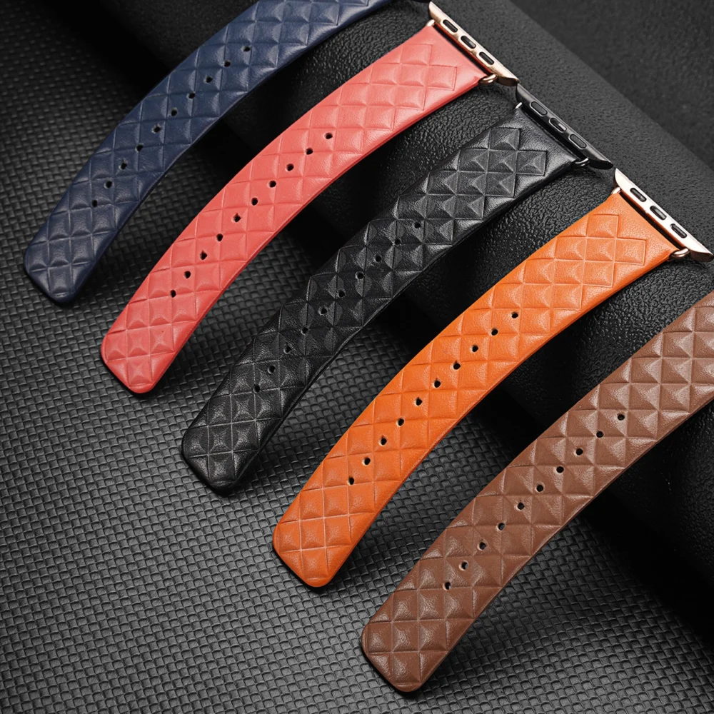 Dux Ducis Strap Leather Watch 7 Band 7/6/5/4/3/2 / SE (45/44 / 42mm) Wristband Bracelet Genuine Leather Bracelet Red (Enland Version)eng