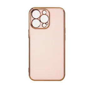 Lighting Color Case for iPhone 12 Pro Max pink gel cover with gold frameeng