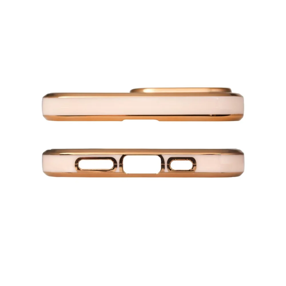 Lighting Color Case for iPhone 12 Pro Max pink gel cover with gold frameeng