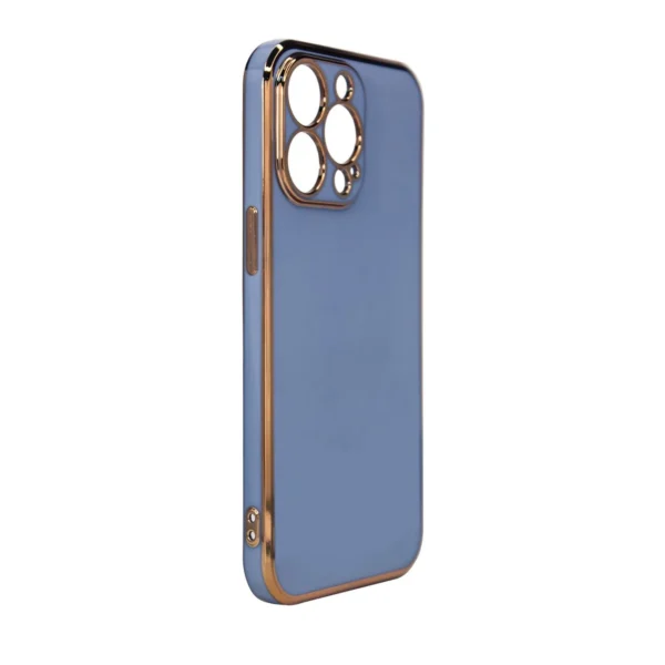 Lighting Color Case for iPhone 12 Pro Max blue gel cover with gold frameeng