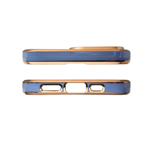 Lighting Color Case for iPhone 12 Pro Max blue gel cover with gold frameeng
