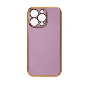 Lighting Color Case for iPhone 12 Pro Max purple gel cover with gold frameeng