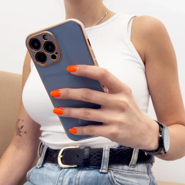 Lighting Color Case for Xiaomi Redmi Note 11 gel cover with gold frame purpleeng