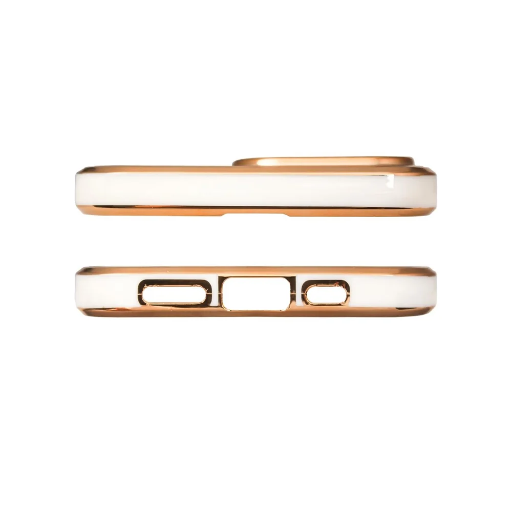 Lighting Color Case for iPhone 12 Pro Max white gel cover with gold frameeng