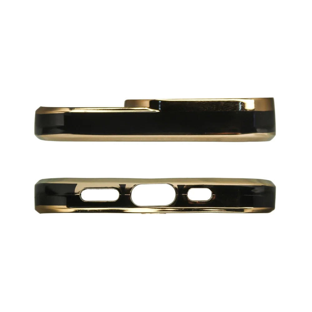 Fashion Case Case for iPhone 13 Pro Max Gold Frame Gel Cover Blackeng