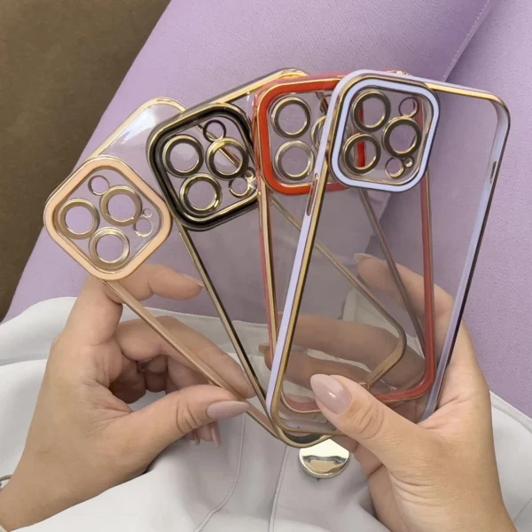 Fashion Case for iPhone 12 Pro Max Gold Frame Gel Cover Purpleeng