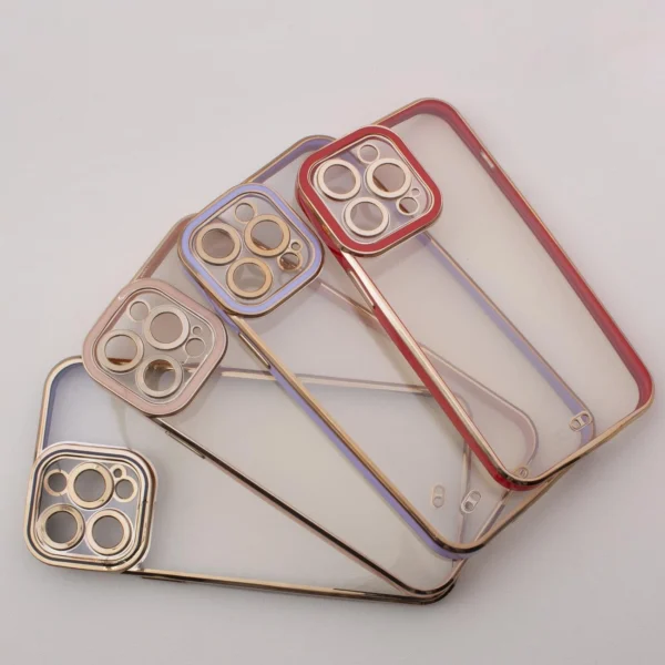 Fashion Case for iPhone 12 Pro Max Gold Frame Gel Cover Purpleeng