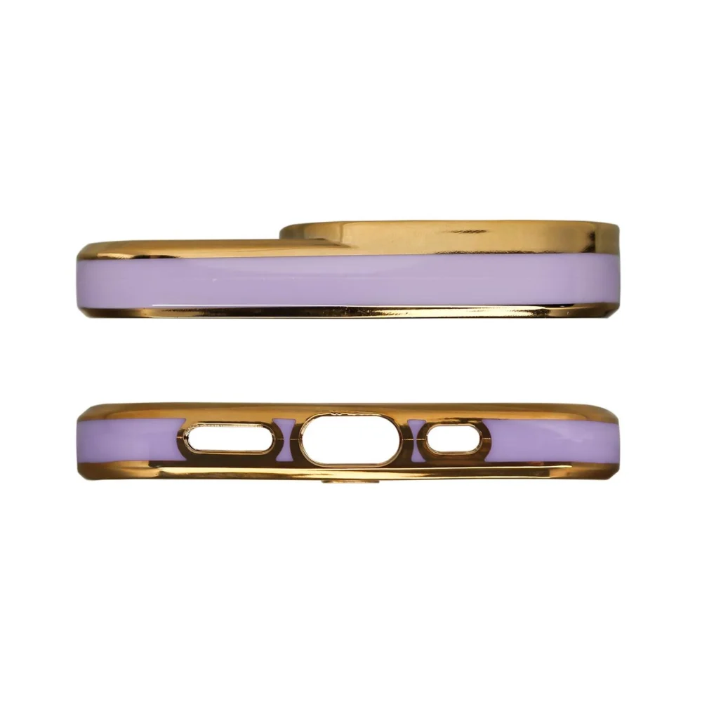Fashion Case for iPhone 13 Pro Gold Frame Gel Cover Purpleeng